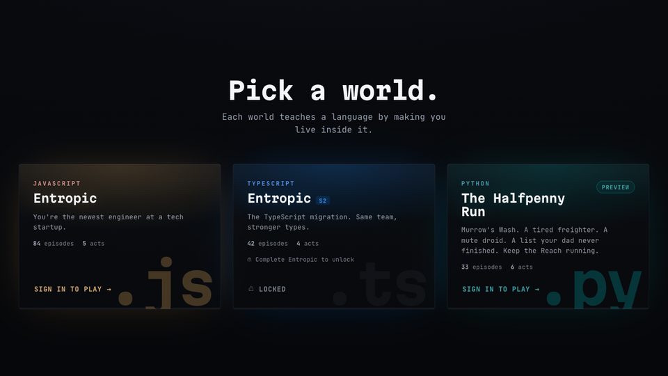 Fabel's world picker with JavaScript, TypeScript, and Python campaigns